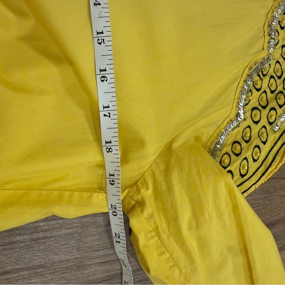 Purificacion Garcia Mini Tunic Dress Women’s S Yellow Beaded Long Sleeves Boho - Picture 8 of 10